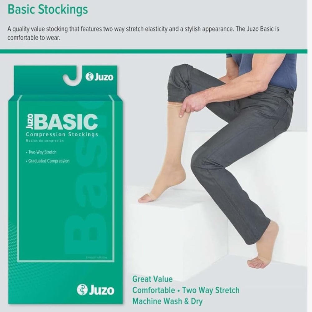 Juzo Basics Beige Knee Short 20-30 Compression Stockings Adult Size I NEW